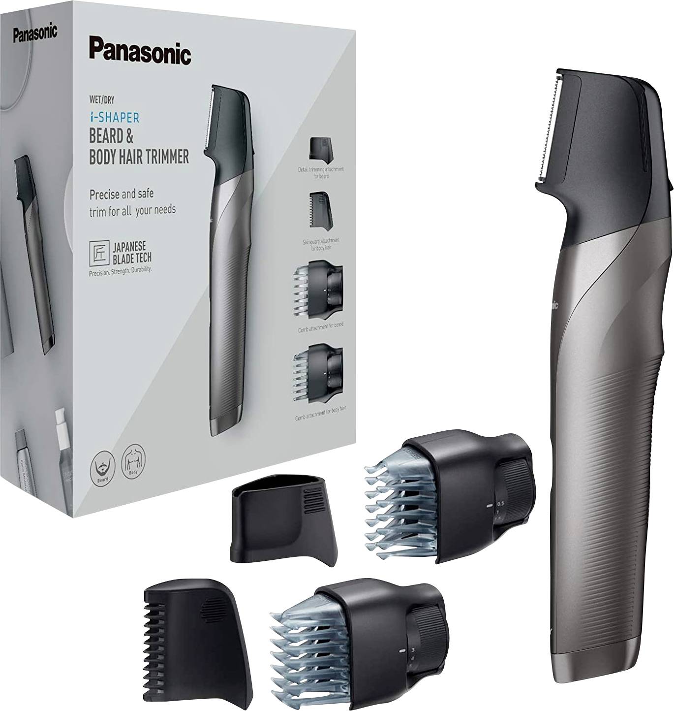 Panasonic Beard trimmer, Hair clipper, Body hair trimmer Washable Silver, Black-0