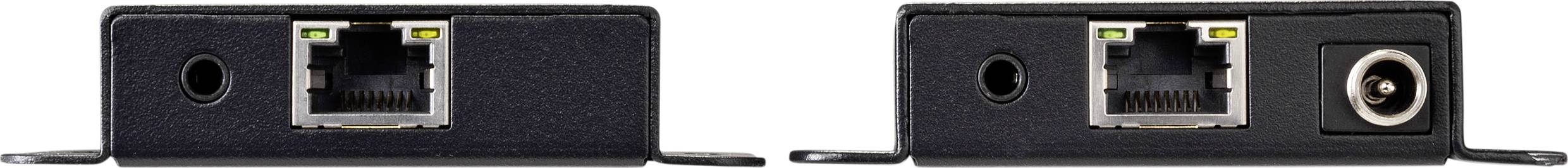 Two black Ethernet ports side by side. On the left, an RJ-45 connector, on the right a coaxial port.