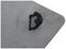 Grey fabric with a black plastic loop affixed to the surface.