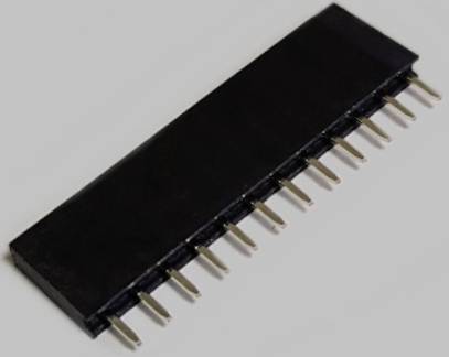 Electronic connector with 16 pins for printed circuit board mounting.