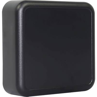 A black, square object with smooth edges, possibly an enclosure or a cover.
