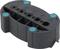 Black plastic mounting bracket with five circular openings, numbered from 6 to 10. Four turquoise circles at the corners.