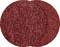 Two overlapping red sandpaper discs with coarse grit, used as an abrasive for surface treatment.
