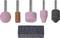 Various grinding attachments in different shapes and colours for hand tools.