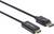 A black Manhattan HDMI to DisplayPort cable for connecting monitors to computers or other devices.