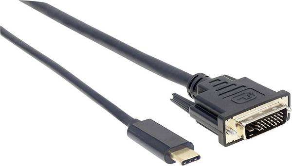Manhattan USB-C® / DisplayPort Adapter cable USB-C® plug, DisplayPort plug 1.00 m Black 152471 Slimline USB-C® screen cable
