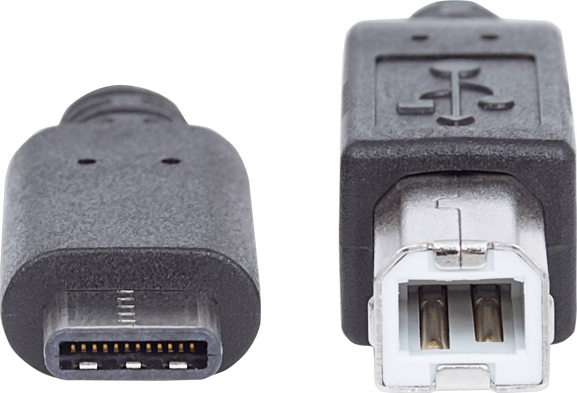 Manhattan USB cable USB 2.0 USB-B plug, USB-C® plug 2.00 m Black 354950-2