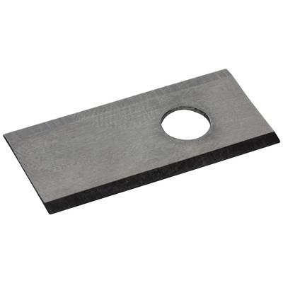 A rectangular metal blade element with a circular hole near one edge.