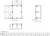 Technical drawing of a rectangular enclosure with dimensions in millimetres: width, height, depth, and additional details.