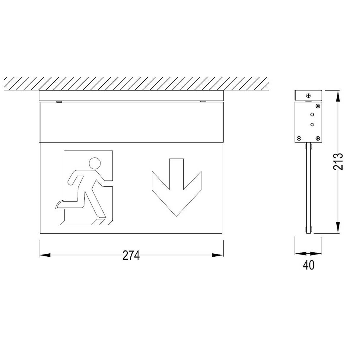 B-SAFETY BR559080 LED escape route lighting Ceiling surface-mount Exit, Emergency exit, Right, Left-1