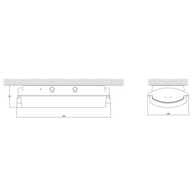 Technical Drawing of a Ceiling Light with Dimensions: Width 339 mm, Depth 144 mm, Height 78 mm. Front and side view.