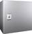 Silver metal cabinet by Rittal with a closed door handle; used for the secure storage of technical equipment or electrical components.