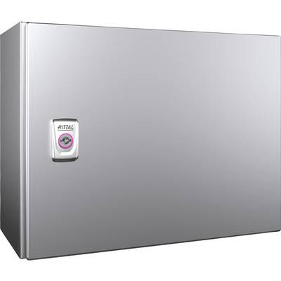 A grey metal enclosure by Rittal with a handle on the left side. Designed as an industrial housing for technical applications.