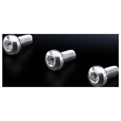 Three silver screws with rounded heads and internal star-head markings on a black background.