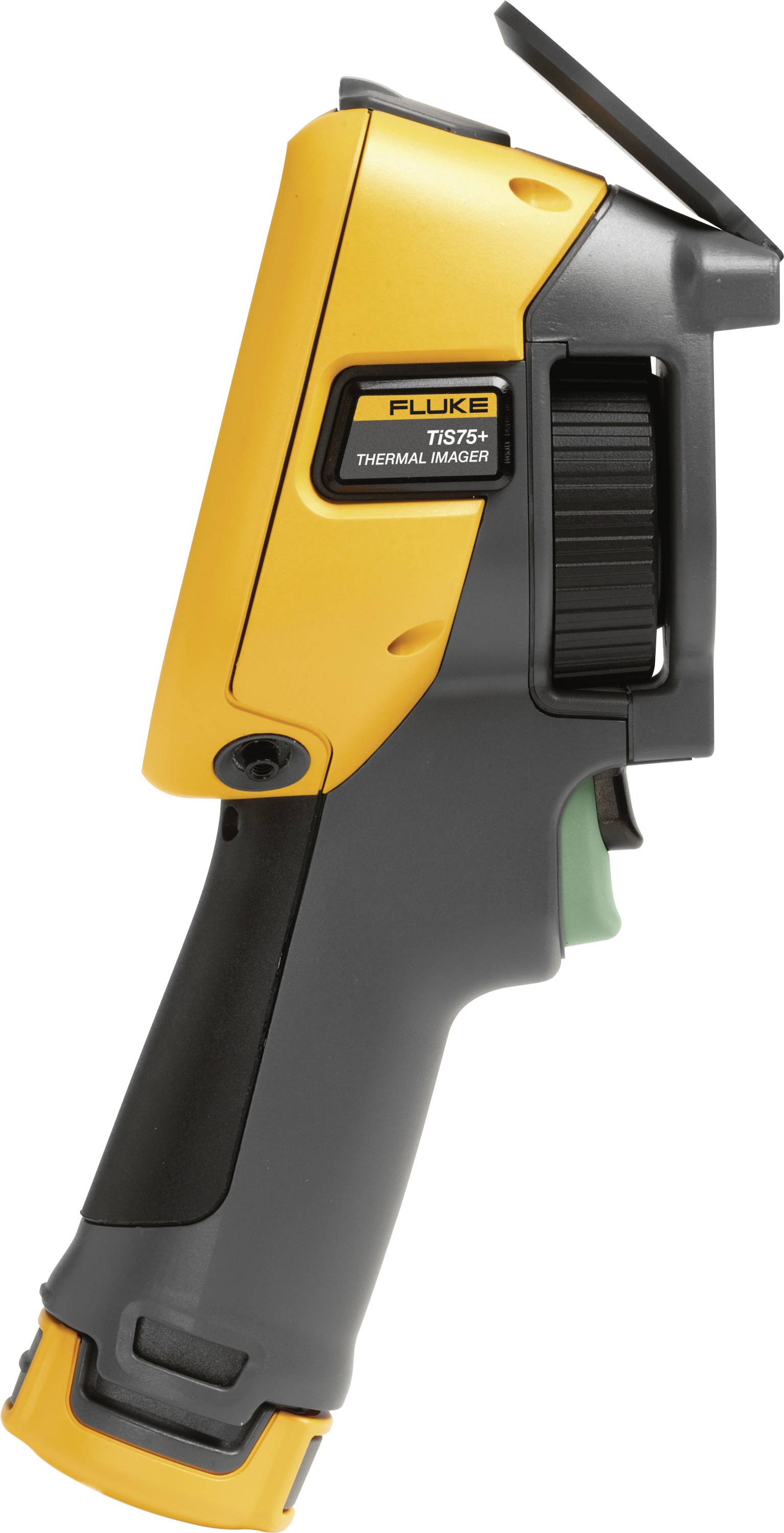 A yellow and black portable thermal imaging camera with an ergonomic handle, suitable for capturing temperature changes.