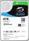 8TB hard drive by Seagate, SkyHawk AI model, suitable for surveillance. Includes serial number, QR code, and power specifications.