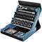 Tool set comprising a ratchet, various sockets and bits in a blue holder, suitable for repairs.