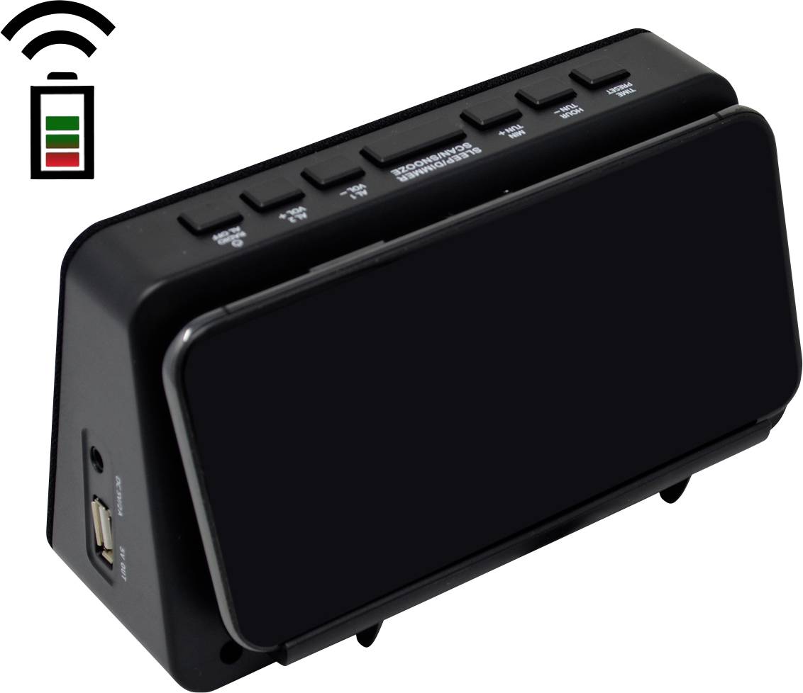 AIC WM3020i sw Radio alarm clock FM Alarm clock, Qi battery charger Black-7