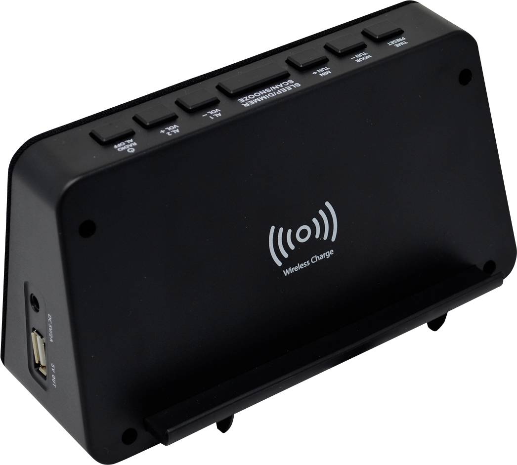 AIC WM3020i sw Radio alarm clock FM Alarm clock, Qi battery charger Black-9