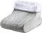 Soft padded, grey-white foot warmer booties with thick lining, suitable for cold days to provide thermal insulation for the feet.