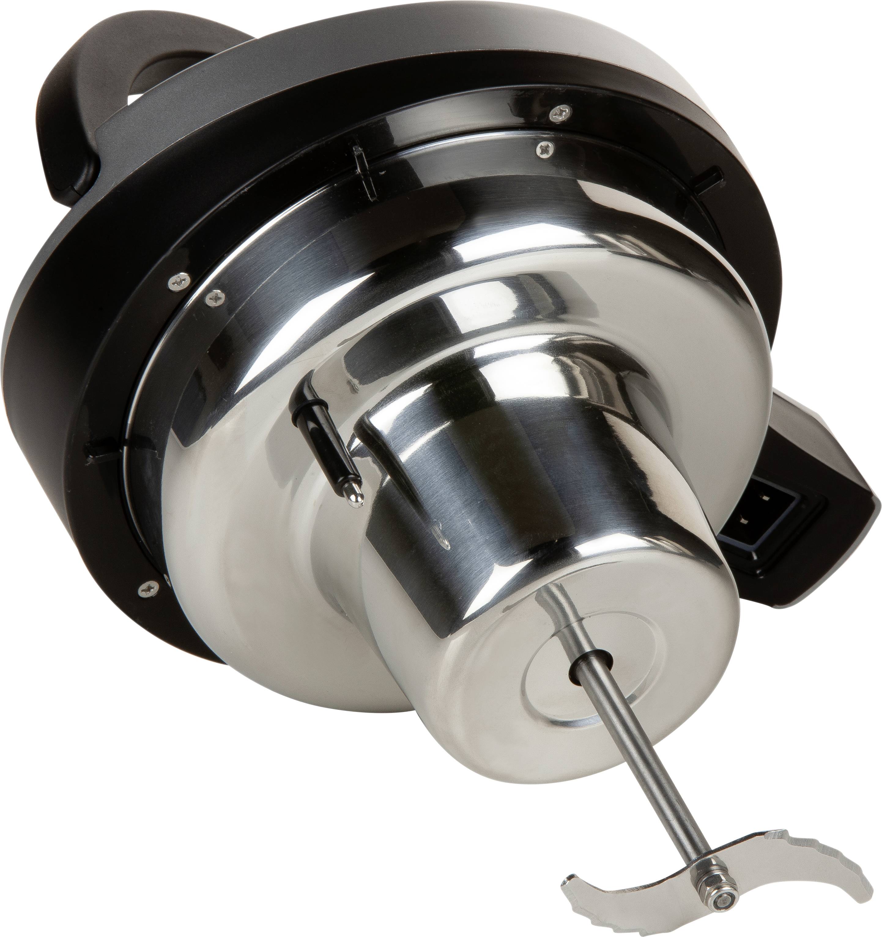 Stainless Steel Electric Kebab Slicer with Black Plastic Handle, Cutting Blade Attached to the Underside. Primarily for Professional Kitchen Use.