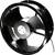 A black four-bladed fan, suitable for industrial applications. Cables hang down the side.
