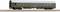 A green railway passenger carriage on tracks, presumably at model scale, displays a classic design with windows and doors.