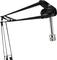 Black metal microphone arm with joints for flexible positioning. Suitable for mounting microphones in the studio.