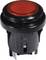 A round, red pushbutton switch with a black housing and metal contacts, designed for mounting in electrical equipment.