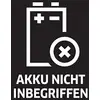 Battery symbol with a circle and cross above it. Below the text: 'Battery not included'.