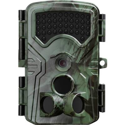 Camouflage wildlife camera with infrared LEDs and sensors for observing animals in their natural habitat.