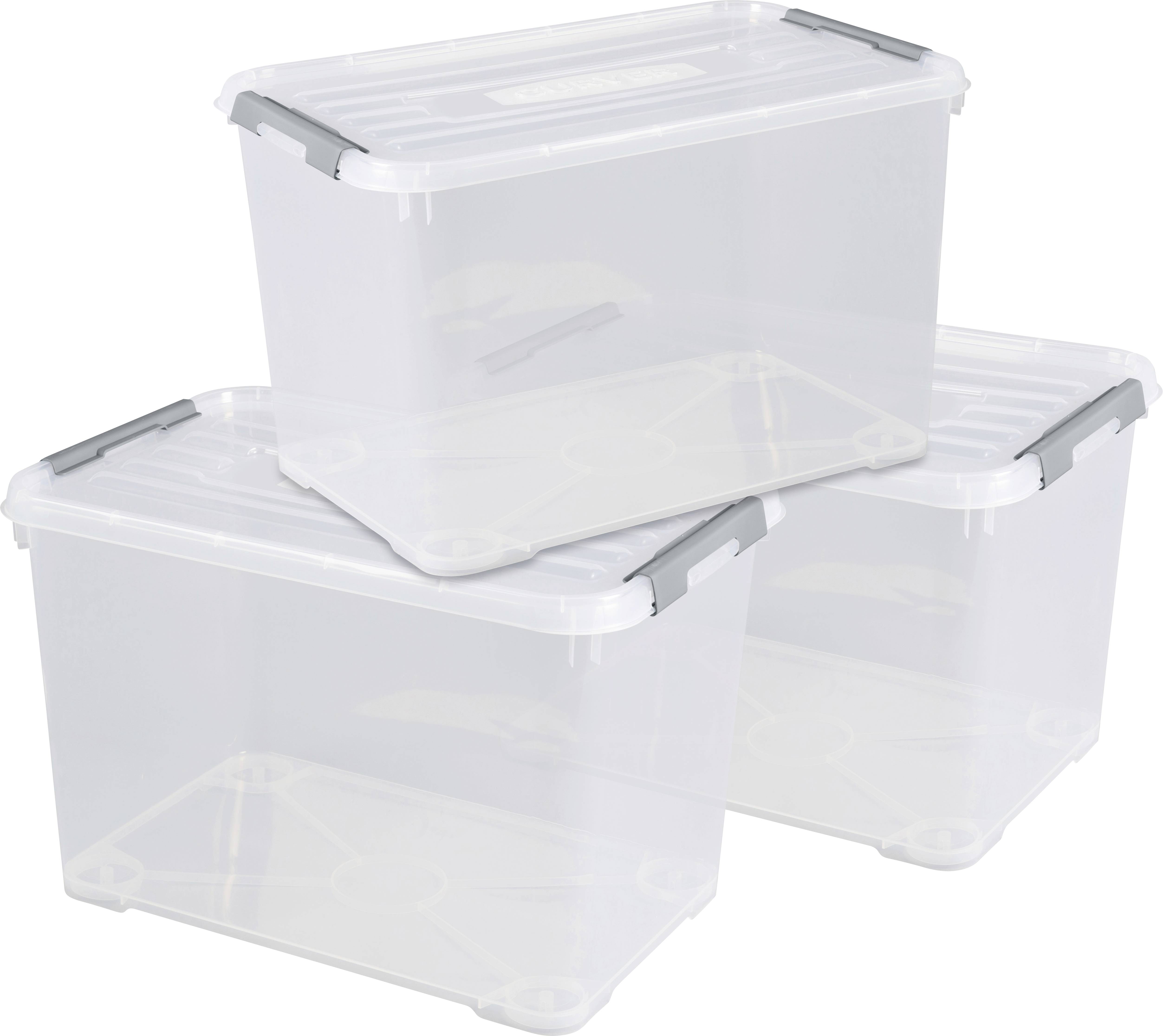 Curver 240682 Plastic box HANDY Closed, Stackable (W x H x D) 400 x 390 x 600 mm Transparent 3 pc(s)