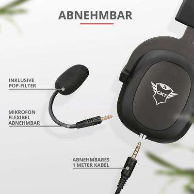 Trust GXT414 Zamak Premium Over-ear headset Corded (1075100) Stereo Black Microphone noise cancelling Volume control, Mi-13