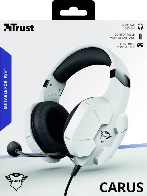 Trust GXT323W Carus Over-ear headset Corded (1075100) Stereo White Volume control, Microphone mute Gaming-2