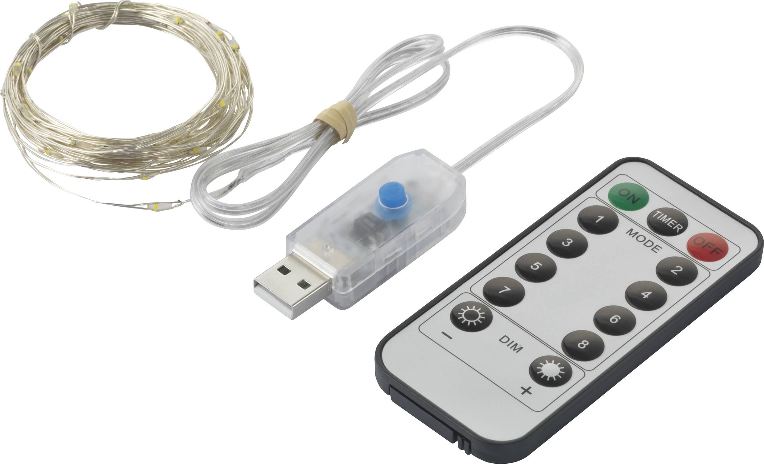 Sygonix SY-4722036 Holiday lights (mini) Inside via USB No. of bulbs 50 LED (monochrome) Warm white Illuminated length: -4