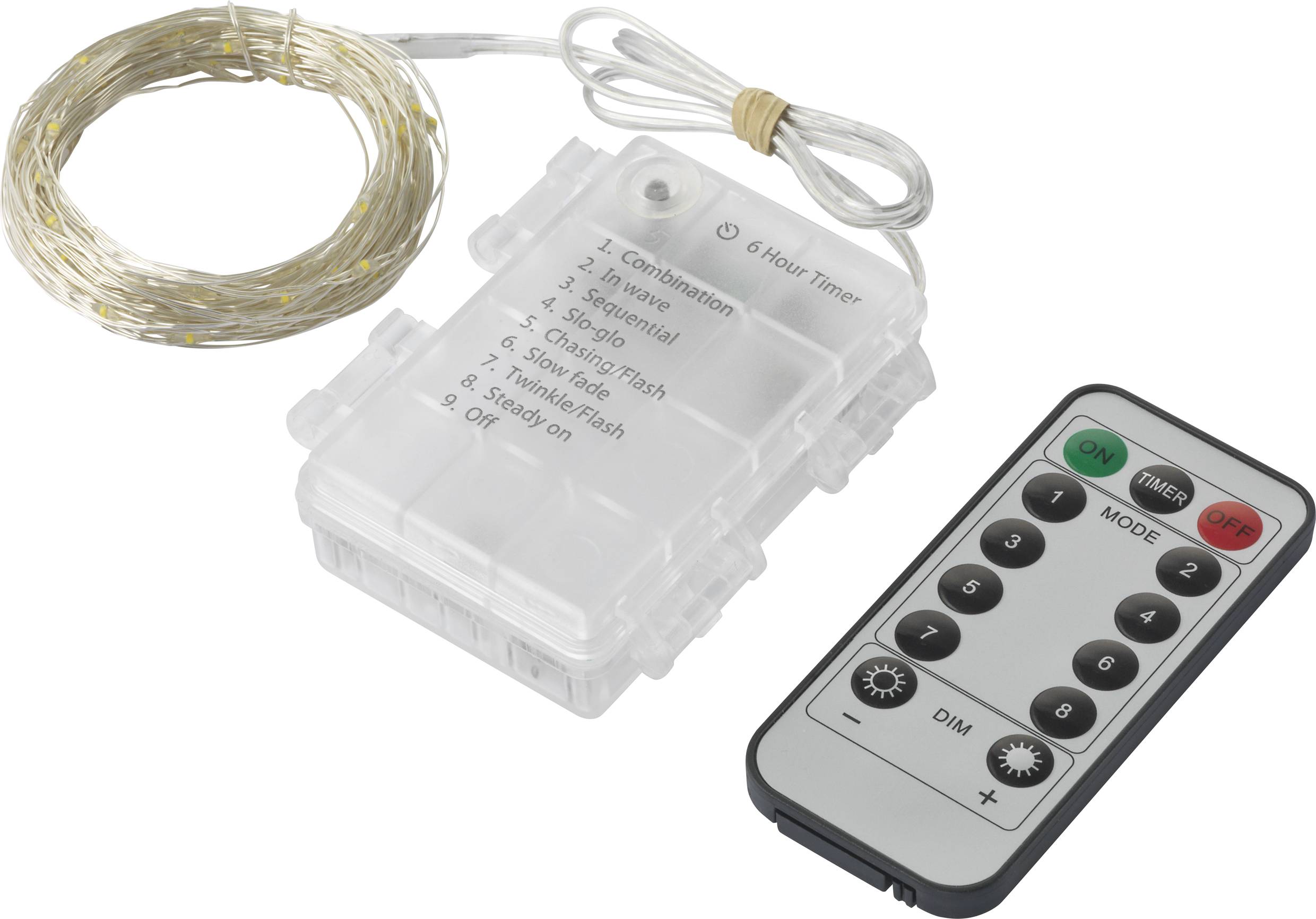 Sygonix SY-4722040 Holiday lights (mini) Inside/outside battery-powered No. of bulbs 100 LED (monochrome) Warm white Ill-4