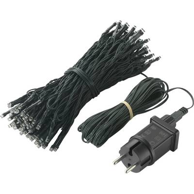 'Two bundles of green fairy lights, one with power adapter.'