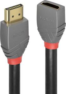 LINDY HDMI Cable extension HDMI-A plug, HDMI-A socket 3.00 m Anthracite, Black, Red 36478 4K UHD, gold plated connectors HDMI cable