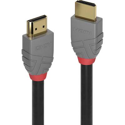 Grey HDMI cable with red markings and gold-plated connectors. Ideal for connecting multimedia devices.