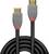Two grey HDMI cables with red accents and gold-plated connectors, brand 'LINDY', against a white background.