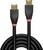Two black HDMI cables with red rings, brand 'LINDY'.