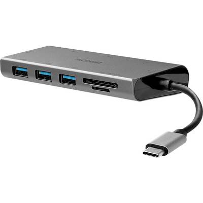 LINDY 43278 USB-C® Converter [1x USB-C® plug - 3x USB 3.2 1st Gen port A (USB 3.0), VGA socket, HDMI socket, RJ45 socket-2