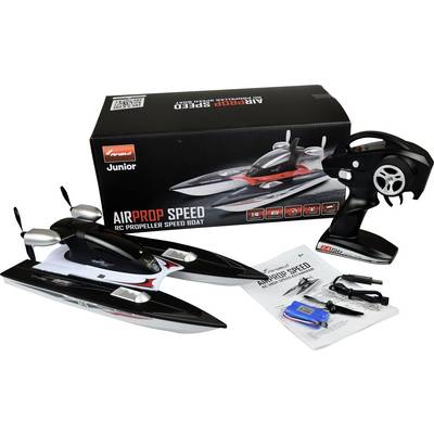 Remote-Controlled Propeller Speed Boat 'Airprop Speed' with Controller, Charger and Instructions. Packaging with Product Image.