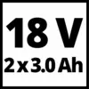 Symbol image for Einhell 4512083 Power X-Change 2x 3Ah & Twincharger Kit Tool battery and charger 18 V 3 Ah Li-ion