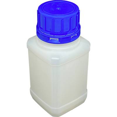 Plastic jerry can with solid blue screw cap, square-shaped, suitable for storing liquids or chemicals.