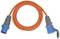 An orange extension lead with blue plug connectors at both ends, designed for outdoor use or high-performance applications.