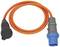 An orange extension cable with blue and black plugs, suitable for industrial applications.
