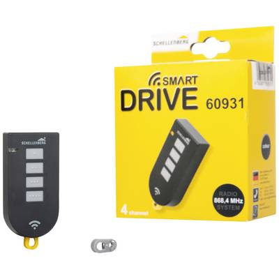 'SMART DRIVE 60931' Product Packaging and Remote Control, 4-Channel System. Frequency 868.4 MHz. Brand: Schellenberg.