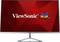 A computer monitor with a red background, displaying the 'ViewSonic' logo and three colourful birds.