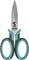 Scissors with green and black handles and silver blades, suitable for precise cutting.
